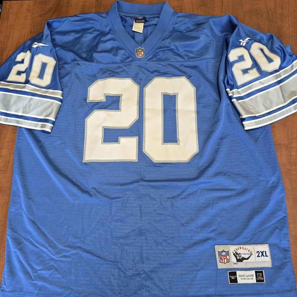 Reeboks NFL Y2K Vintage Throwback Barry Sanders 96-97 Honolulu Blue Jersey 2XL